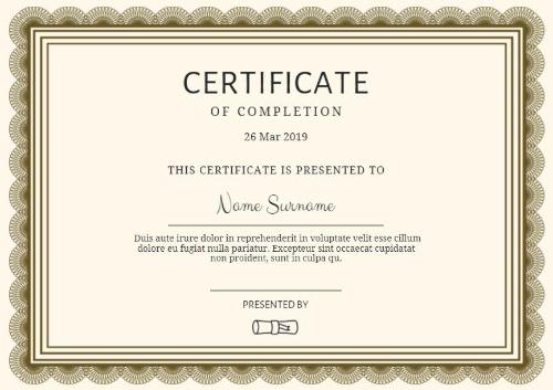 Certificate of Completion